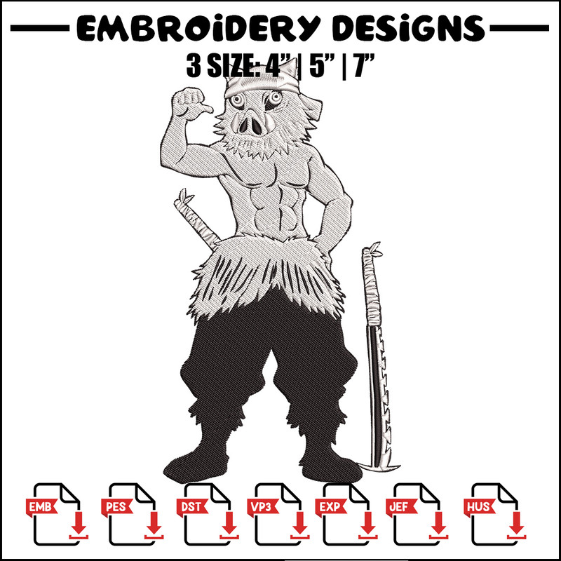 Inosuke Embroidery Design,Demon slayer Embroidery, Embroidery File,Anime Embroidery,Anime shirt,Digital download.jpg