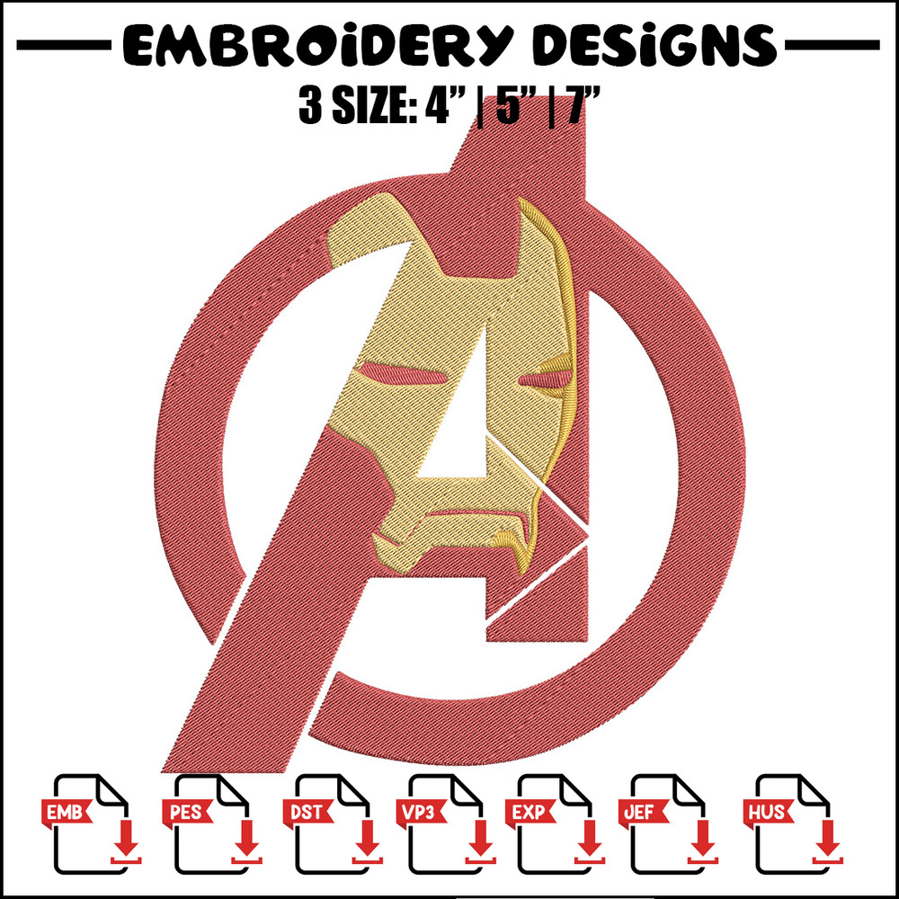 Iron man logo Embroidery Design, Marvel Embroidery, Embroidery File, Anime Embroidery, Anime shirt, Digital download.jpg