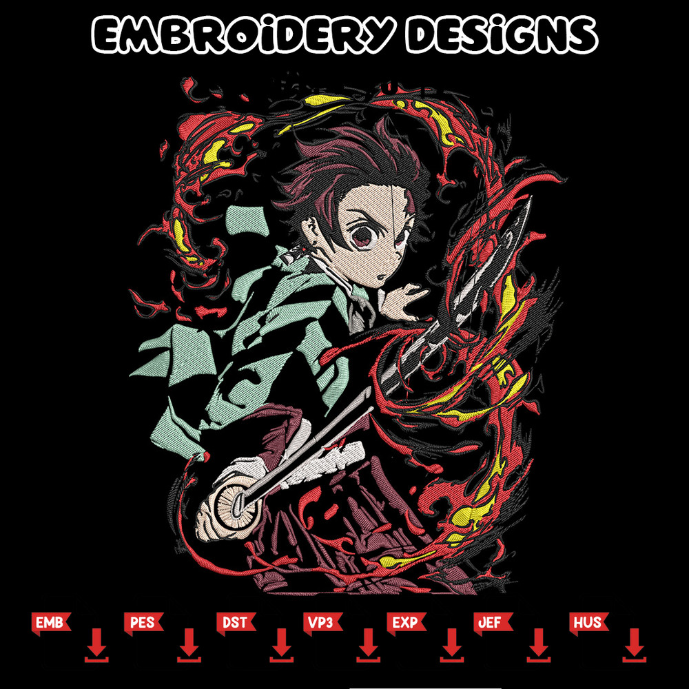 Kamado Tanjiro Embroidery Design, Demon slayer Embroidery, Embroidery File, Anime Embroidery, Digital download..jpg