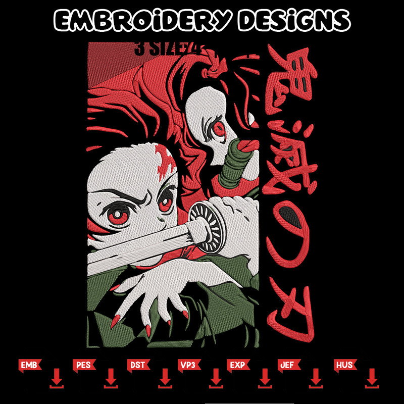 Kamado Tanjiro Embroidery Design, Demon slayer Embroidery, Embroidery File, Anime Embroidery, Digital download.jpg