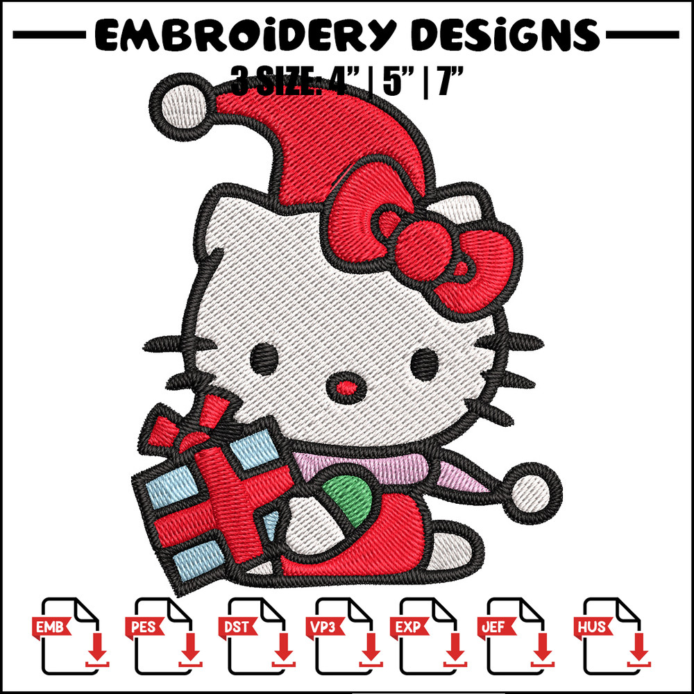 Kitty chrismas Embroidery Design, Kitty Embroidery, Embroidery File, Chrismas Embroidery, Anime shirt, Digital download.jpg