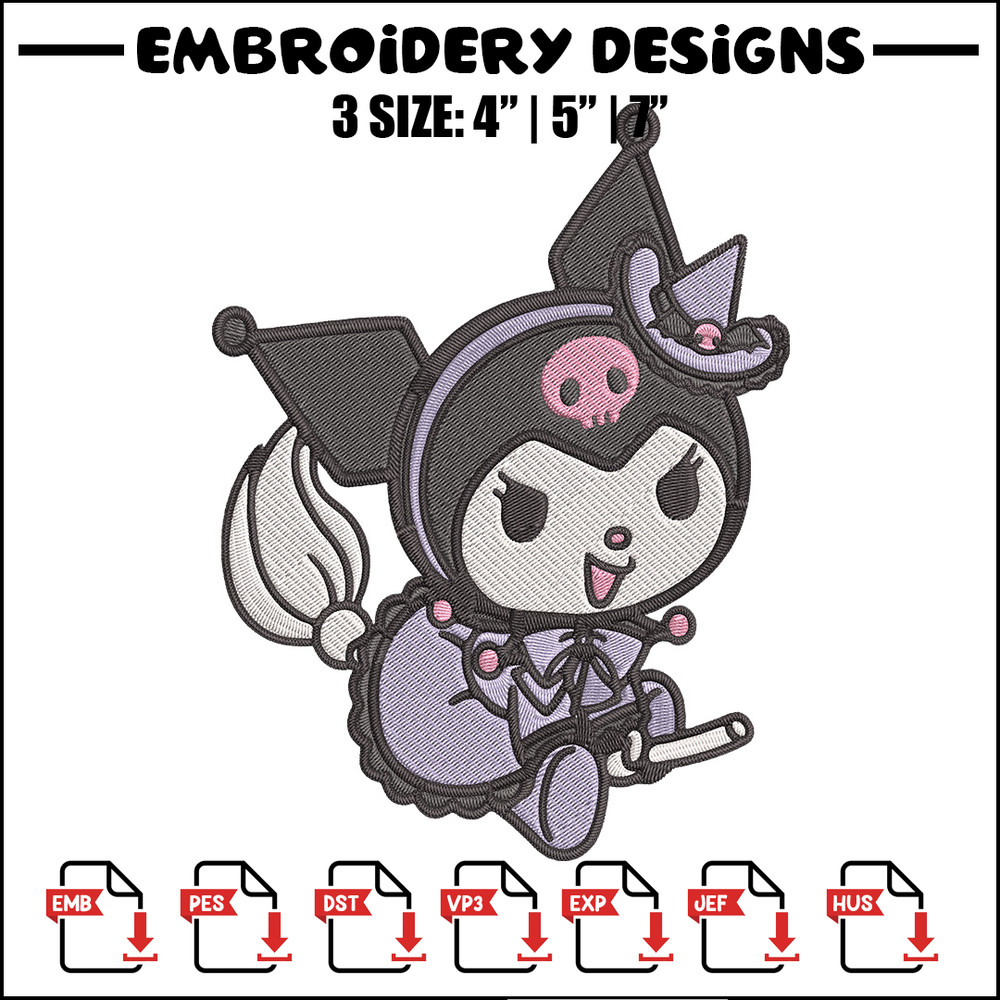 Kuromi Embroidery Design, Hello kitty Embroidery, Embroidery File,Anime Embroidery, Anime shirt, Digital download.jpg