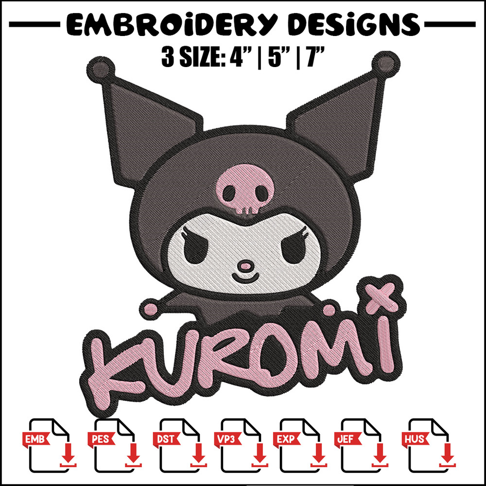 Kuromi logo Embroidery Design, Hello kitty Embroidery, Embroidery File, Anime Embroidery, Anime shirt, Digital download..jpg