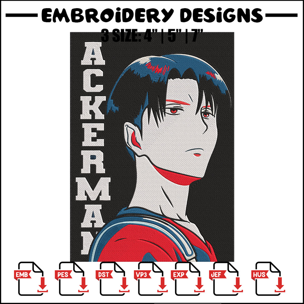 Levi Ackerman Embroidery Design, Aot Embroidery,Embroidery File, Anime Embroidery,Anime shirt,Digital download.jpg