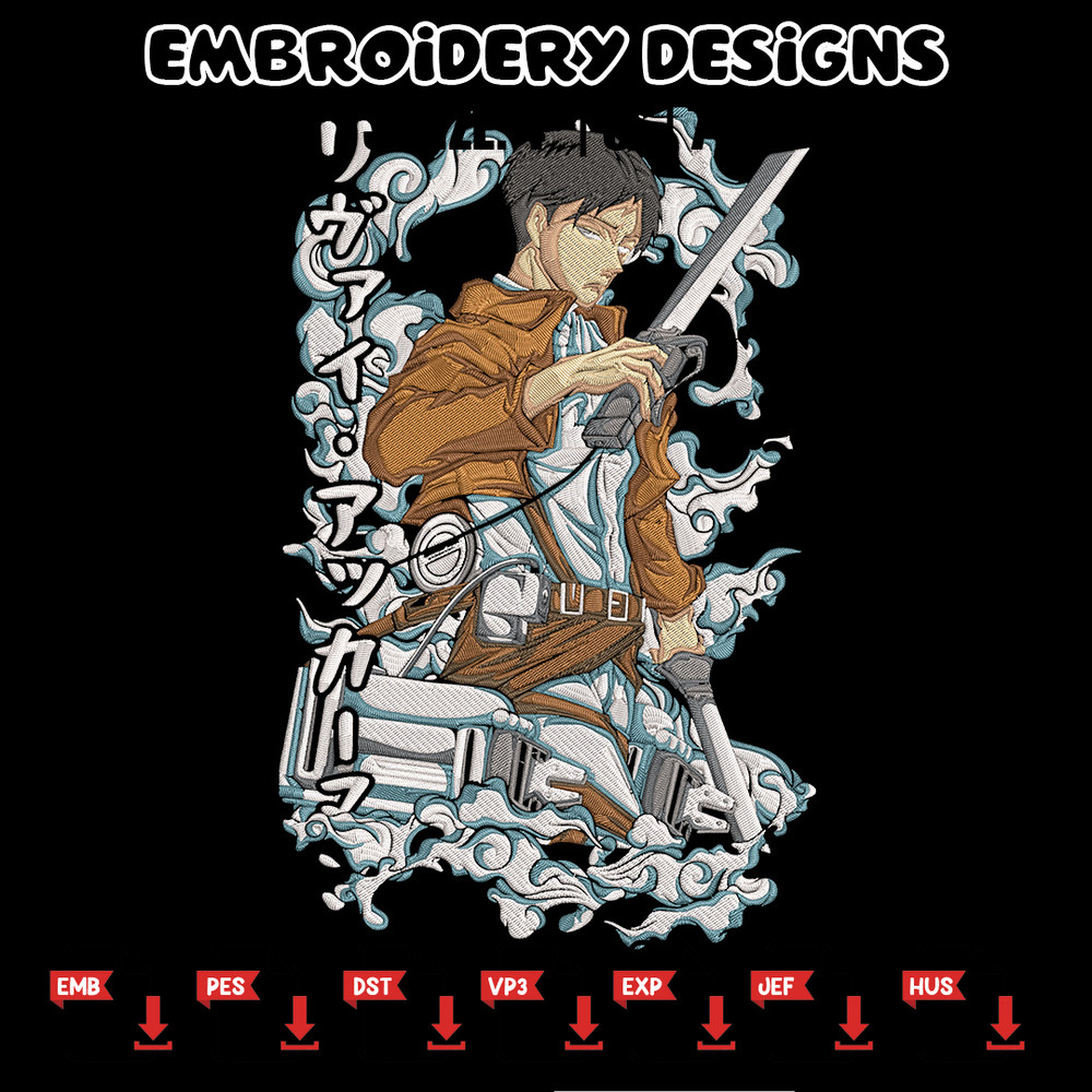 Levi poster Embroidery Design, Aot Embroidery, Embroidery File, Anime Embroidery, Anime shirt, Digital download.jpg