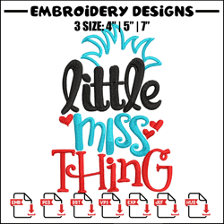 little miss thing dr seuss embroidery design, little miss thing dr seuss embroidery, embroidery file, digital download