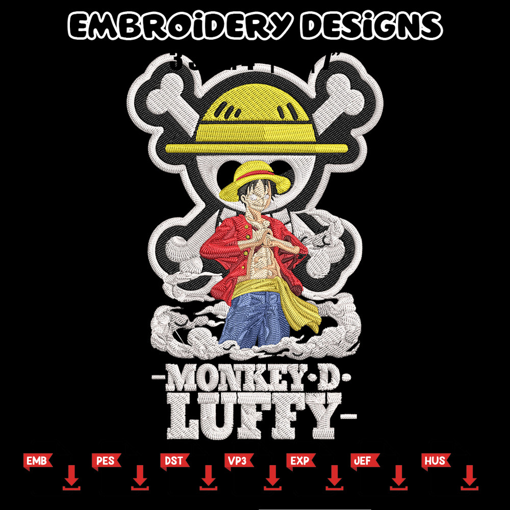 Monkey D Luffy Embroidery Design,One piece Embroidery, Embroidery File, Anime Embroidery, Anime shirt, Digital download.jpg