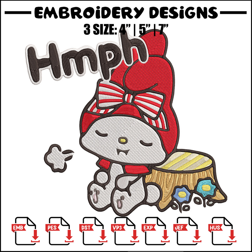 My Melody hmph Embroidery Design, Hello kitty Embroidery, Embroidery File, Anime Embroidery, Digital download.jpg