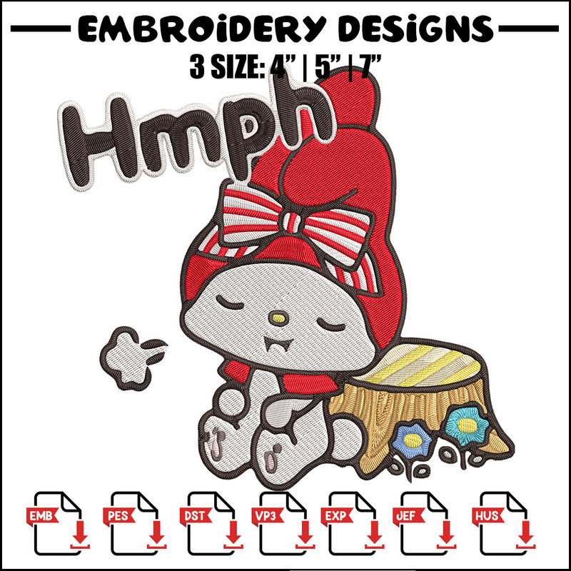 My Melody hmph Embroidery Design, Hello kitty Embroidery, Embroidery File, Anime Embroidery, Digital download.jpg