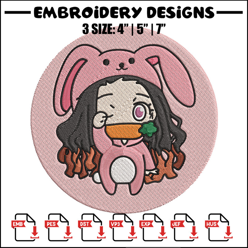 Nezuko cute Embroidery Design, Demon slayer Embroidery, Embroidery File, Anime Embroidery, Digital download..jpg