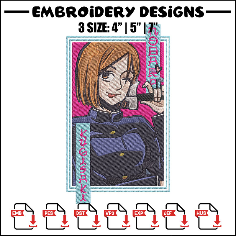 Nobara poster Embroidery Design, Jujutsu Embroidery, Embroidery File, Anime Embroidery, Anime shirt,Digital download.jpg