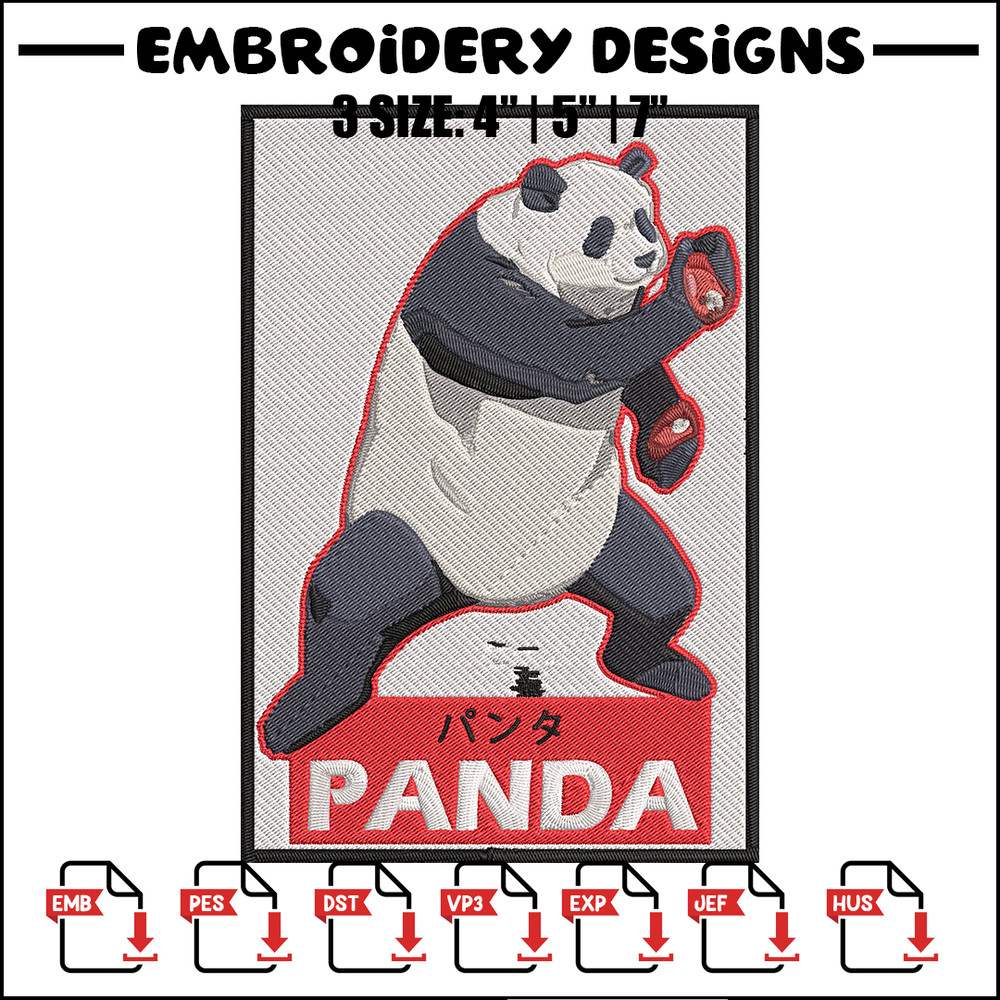 Panda jjk Embroidery Design, Jujutsu Embroidery, Embroidery File, Anime Embroidery, Anime shirt, Digital download.jpg