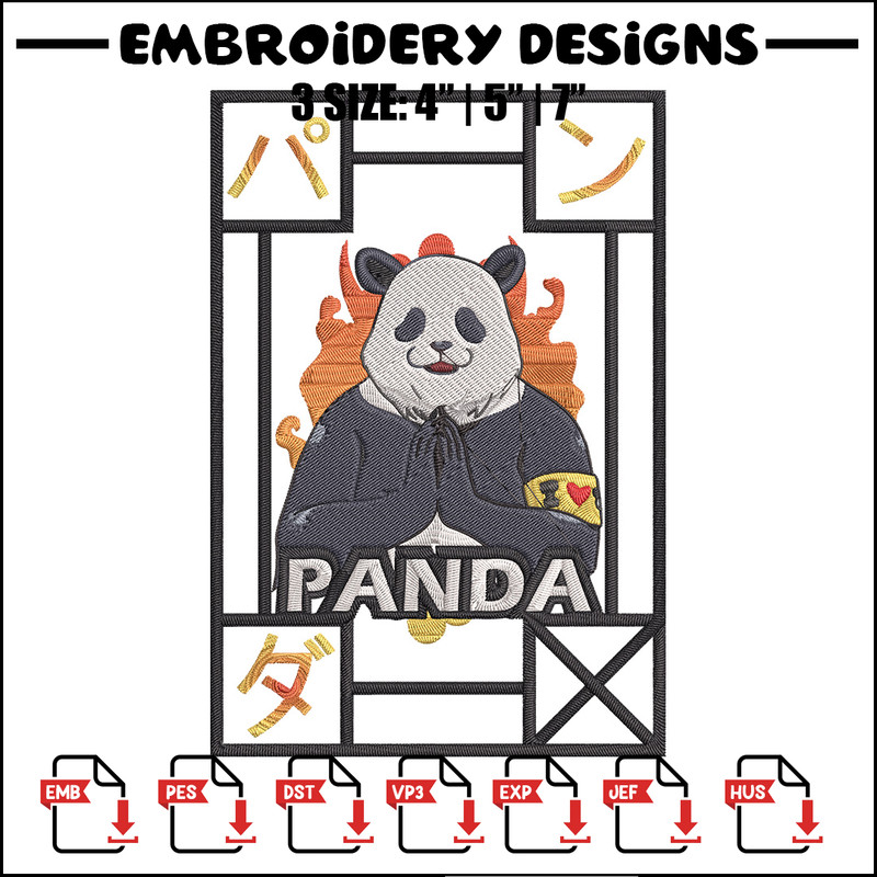 Panda poster Embroidery Design, Jujutsu Embroidery, Embroidery File, Anime Embroidery, Anime shirt, Digital download.jpg