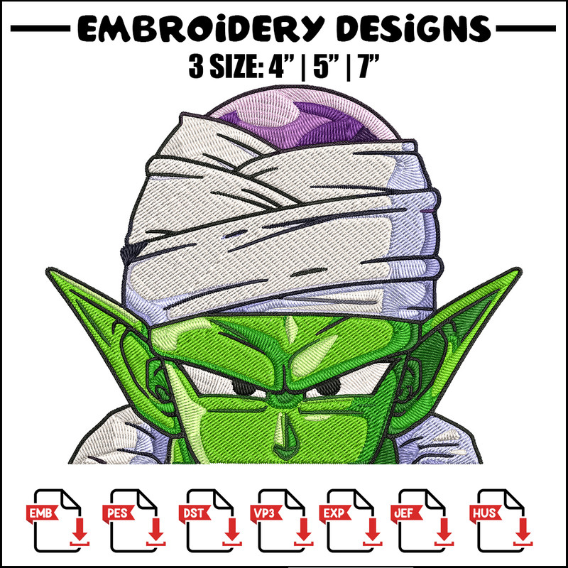 Piccolo Peeker Embroidery Design, Dragonball Embroidery, Embroidery File, Anime Embroidery, Anime shirt,Digital download.jpg