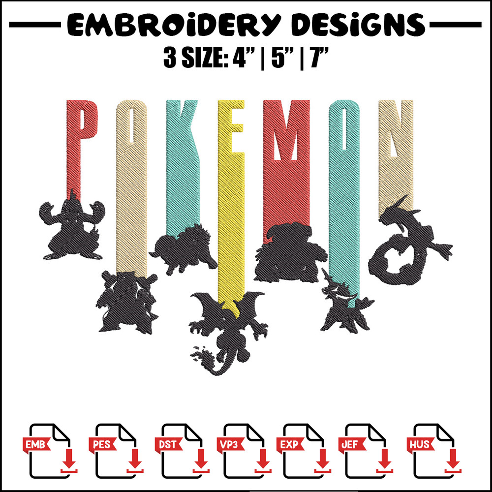 Pokemon poster Embroidery Design, Pokemon Embroidery, Embroidery File, Anime Embroidery, Anime shirt, Digital download.jpg