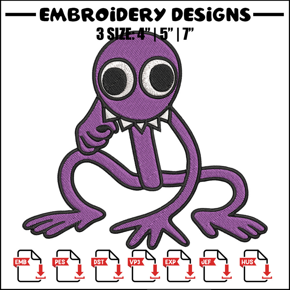 Purple Rainbow Embroidery Design, Rainbow Friends Embroidery, Embroidery File, Anime Embroidery, Digital download.jpg