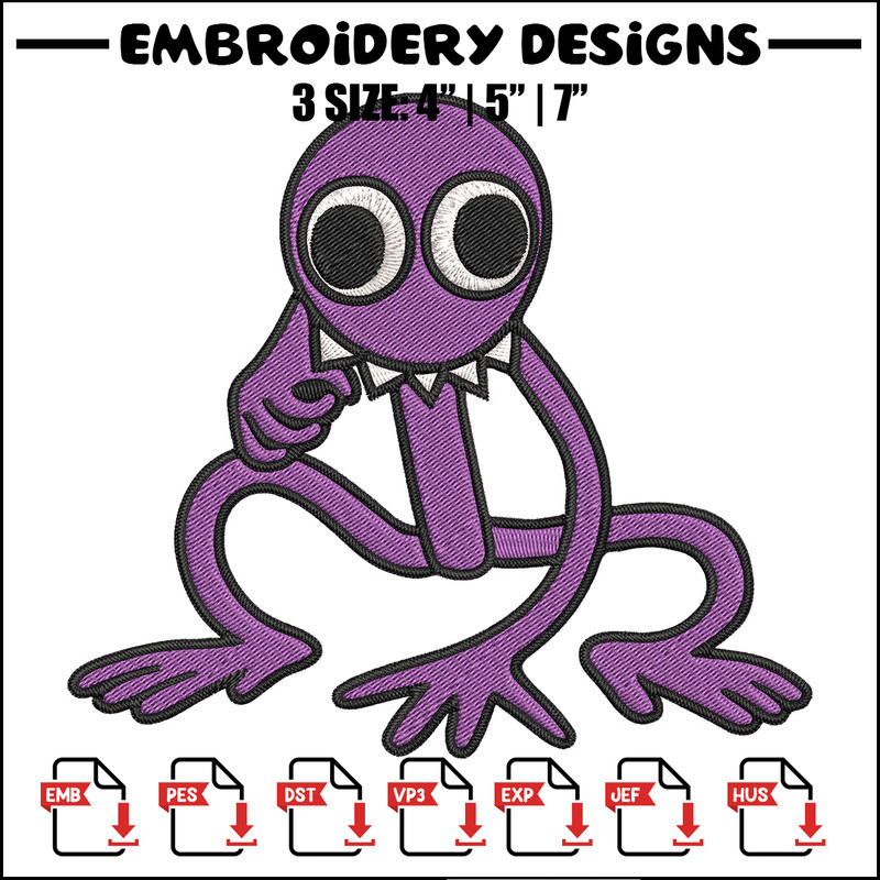 Purple Rainbow Embroidery Design, Rainbow Friends Embroidery, Embroidery File, Anime Embroidery, Digital download.jpg