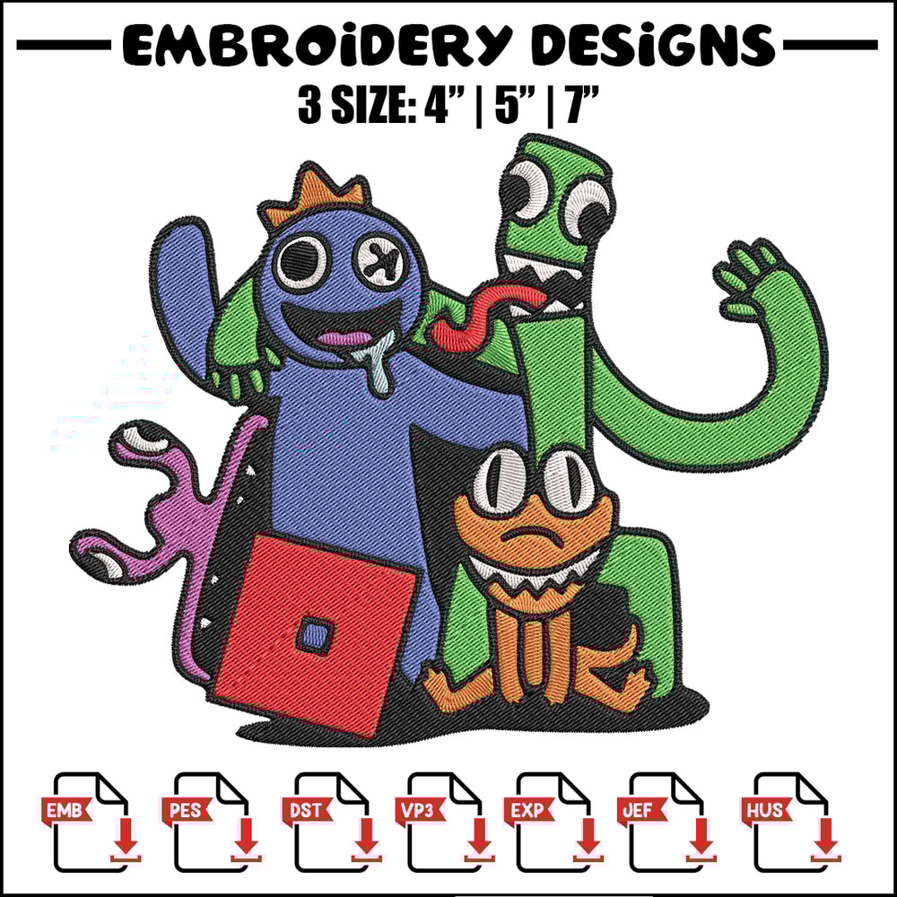 Rainbow friends Embroidery Design, Rainbow Friends Embroidery, Embroidery File, Anime Embroidery, Digital download.jpg