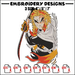 rengoku embroidery design, demon slayer embroidery, embroidery file, nike embroidery, anime shirt, digital download