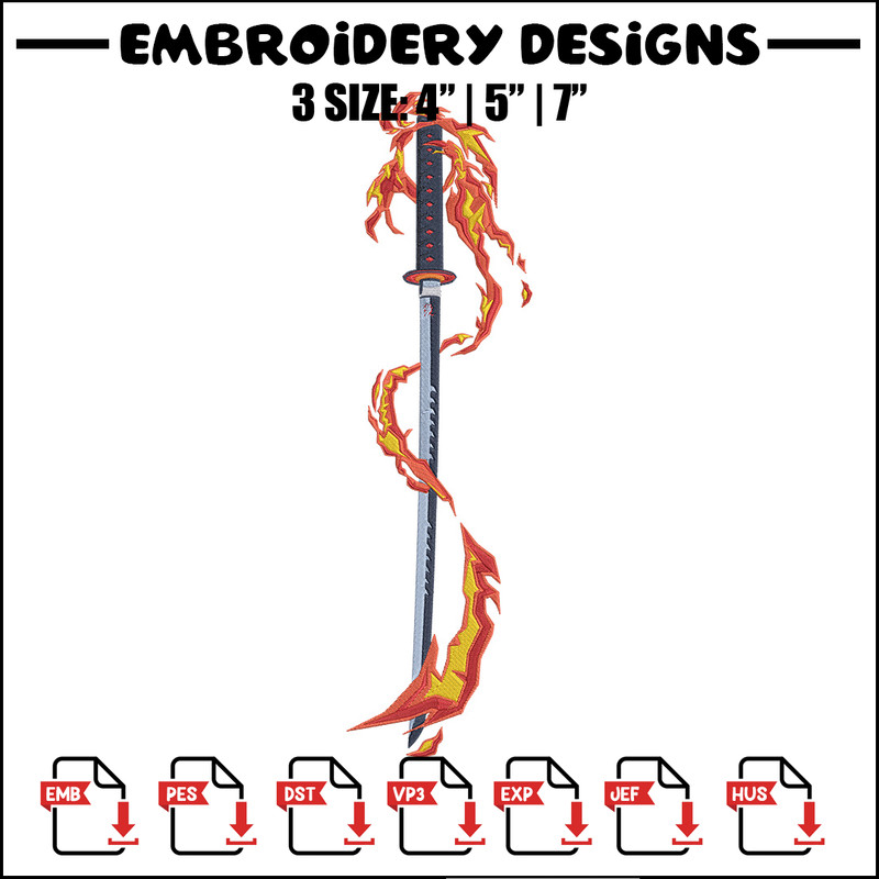 Rengoku sword Embroidery Design, Demon slayer Embroidery, Embroidery File, Anime Embroidery,Anime shirt,Digital download.jpg
