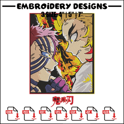 rengoku x akaza embroidery design, demon slayer embroidery, embroidery file, anime embroidery, digital download