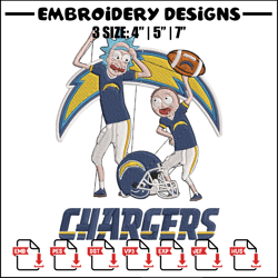 Rick and Morty Los Angeles Chargers embroidery design, Los Angeles Chargers embroidery, NFL embroidery, sport embroidery