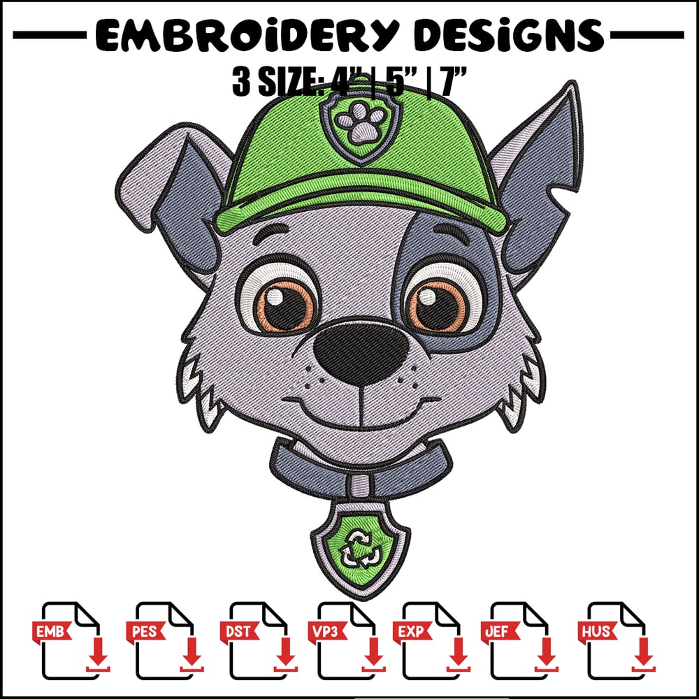 Rocky dog Embroidery Design, Paw patrol Embroidery, Embroidery File, Anime Embroidery, Anime shirt, Digital download..jpg