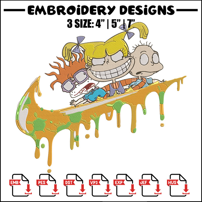 Rugrats x nike Embroidery Design, Rugrats Embroidery, Embroidery File, Anime Embroidery, Nike shirt, Digital download.jpg