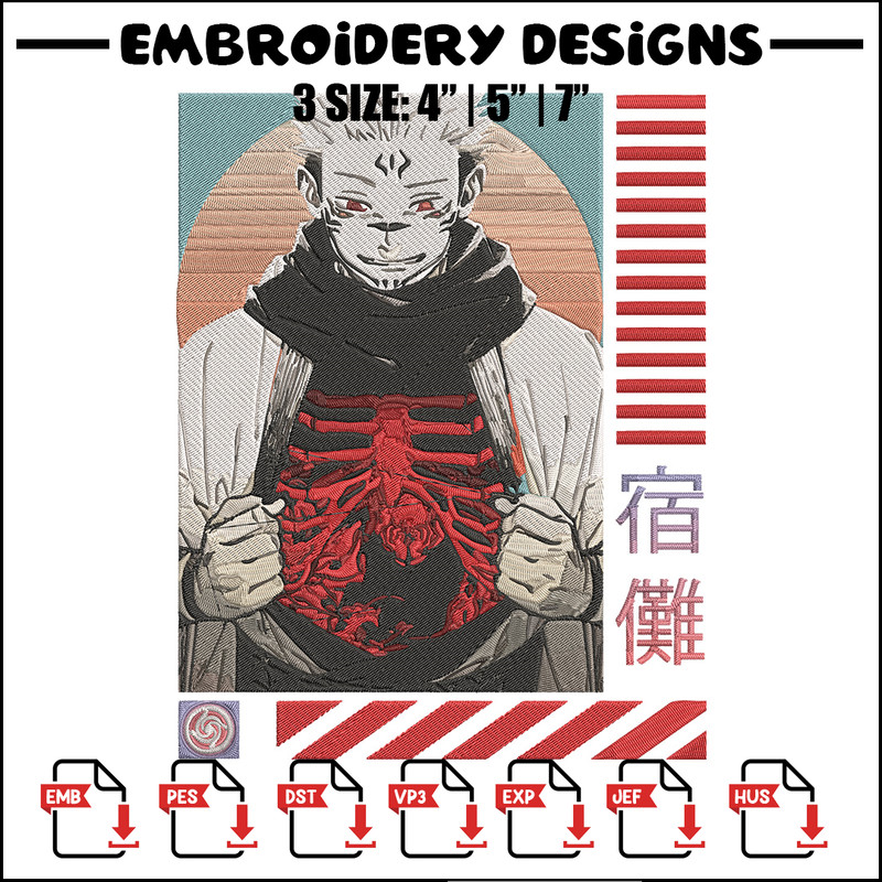 Ryomen Sukuna Embroidery Design, Jujutsu Embroidery, Embroidery File, Anime Embroidery,Anime shirt, Digital download.jpg