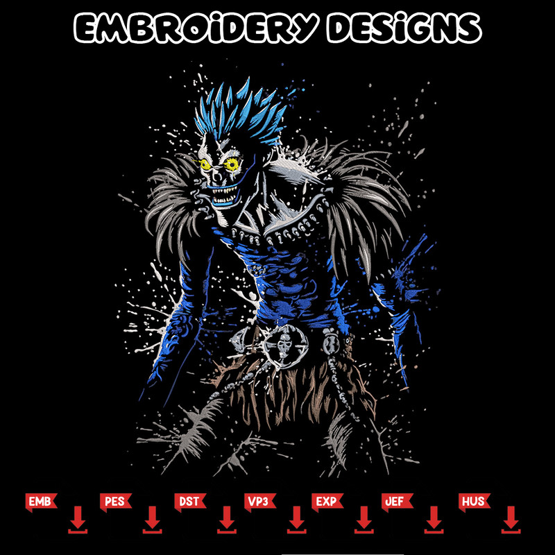 Ryuk Embroidery Design, Death note Embroidery, Embroidery File, Anime Embroidery, Anime shirt, Digital download.jpg