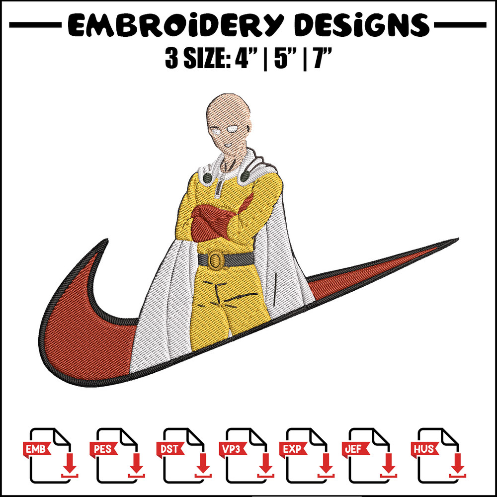 Saitama nike Embroidery Design,One punch man Embroidery, Embroidery File, Nike Embroidery, Anime shirt,Digital download.jpg