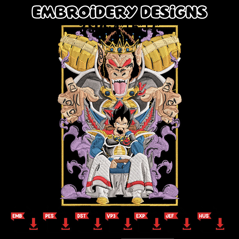 Saiyan king Embroidery Design, Dragonball Embroidery, Embroidery File, Anime Embroidery, Anime shirt, Digital download.jpg