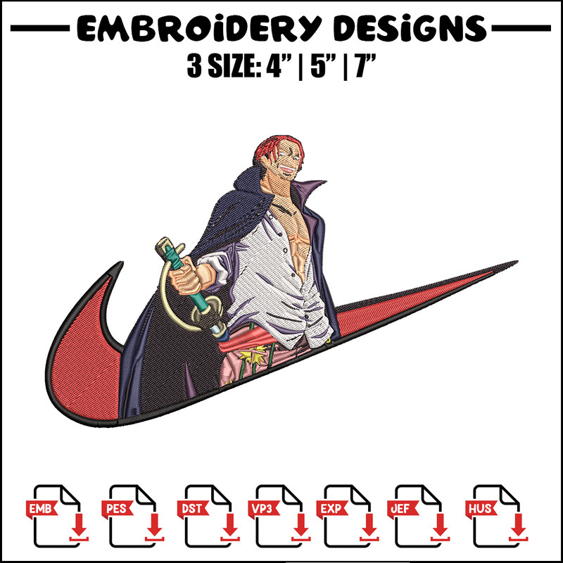 Shanks x nike Embroidery Design, One piece Embroidery, Embroidery File, Nike Embroidery, Anime shirt, Digital download.jpg