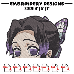 shinobu peeker embroidery design, demon slayer embroidery, embroidery file, anime embroidery, digital download