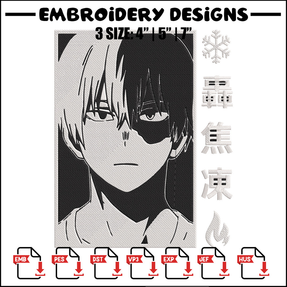 Shouto poster Embroidery Design, Mha Embroidery, Embroidery File, Anime Embroidery, Anime shirt, Digital download.jpg