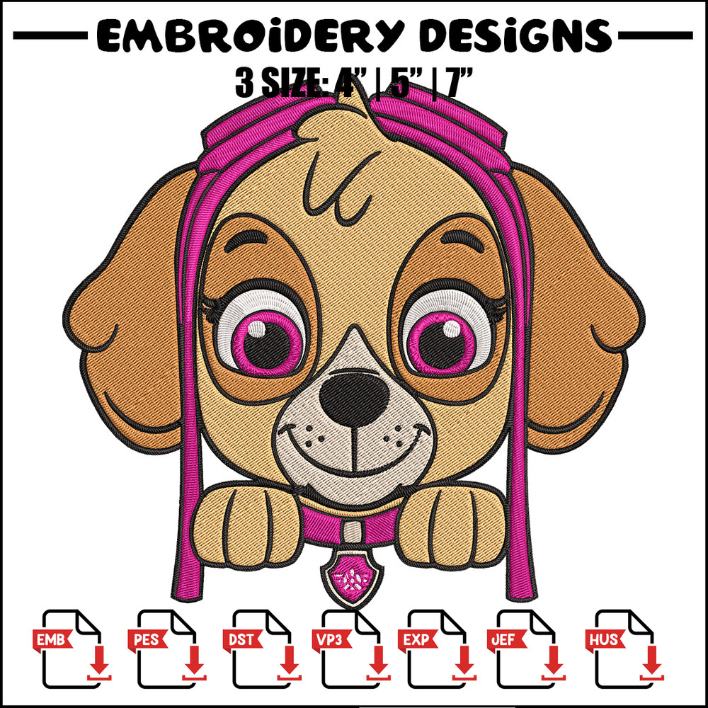 Skye dog Embroidery Design, Paw patrol Embroidery, Embroidery File, Anime Embroidery, Anime shirt, Digital download.jpg