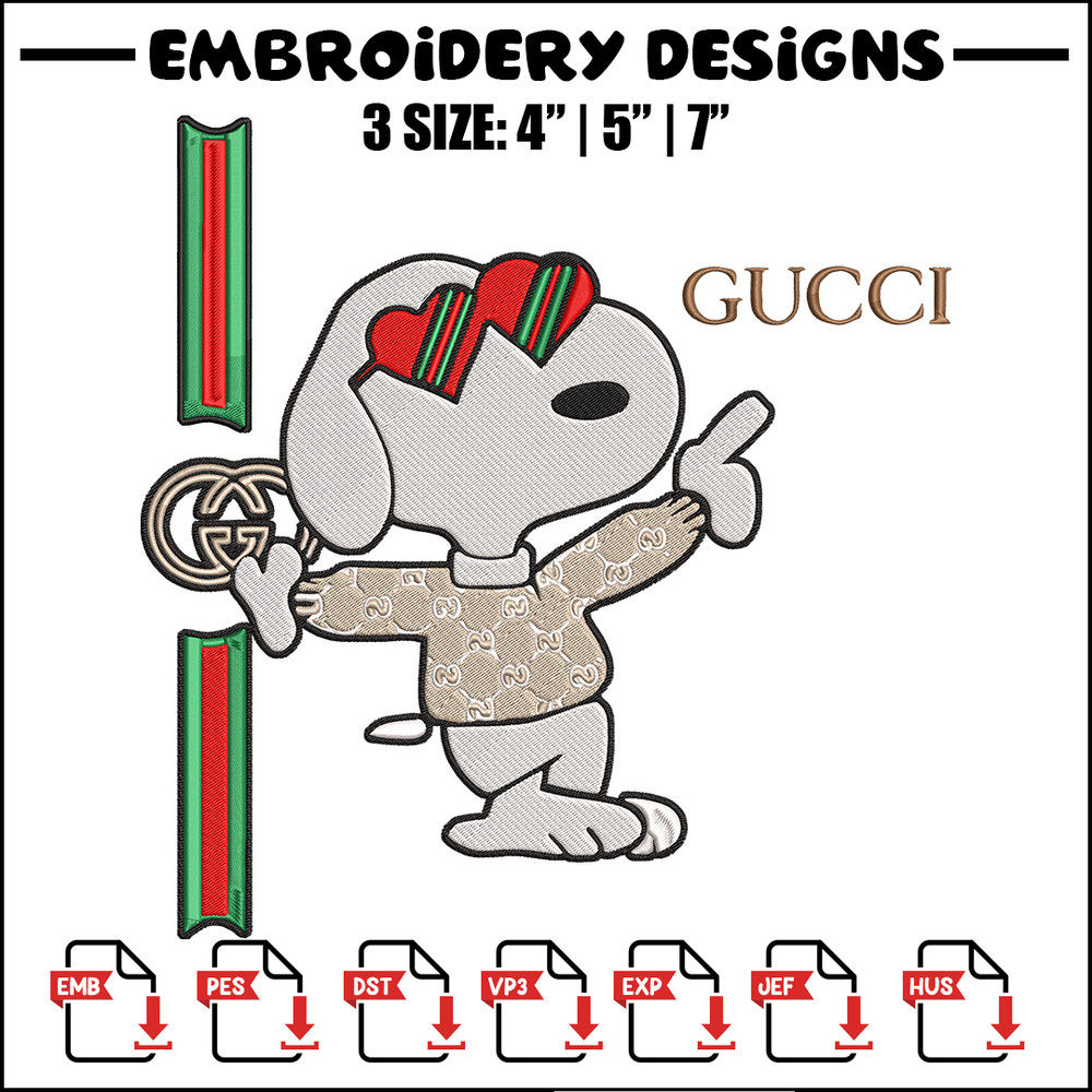Snoopy x gucci Embroidery Design, Peanuts Embroidery, Embroidery File, Gucci Embroidery, Anime shirt, Digital download.jpg