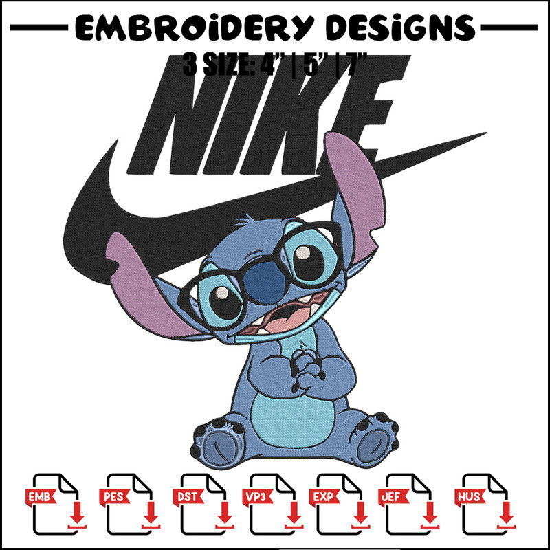Stitch nike Embroidery Design, Stitch Embroidery, Embroidery File, Nike Embroidery, Anime shirt, Digital download.jpg