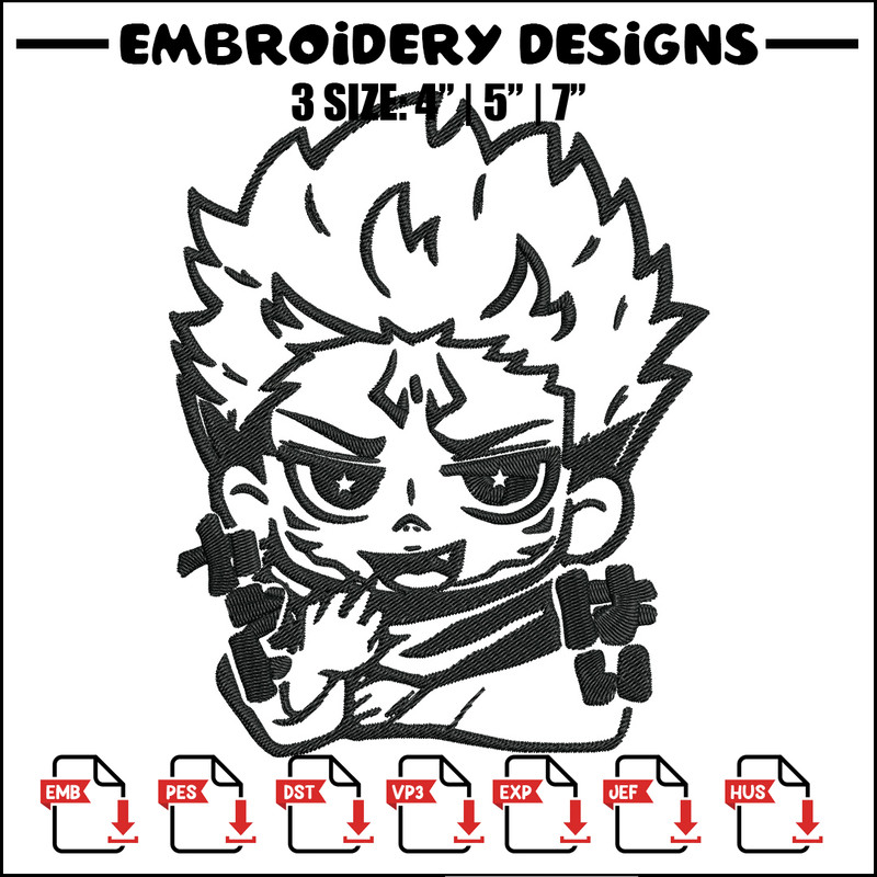 Sukuna chibi Embroidery Design, Jujutsu Embroidery, Embroidery File, Anime Embroidery, Anime shirt, Digital download..jpg