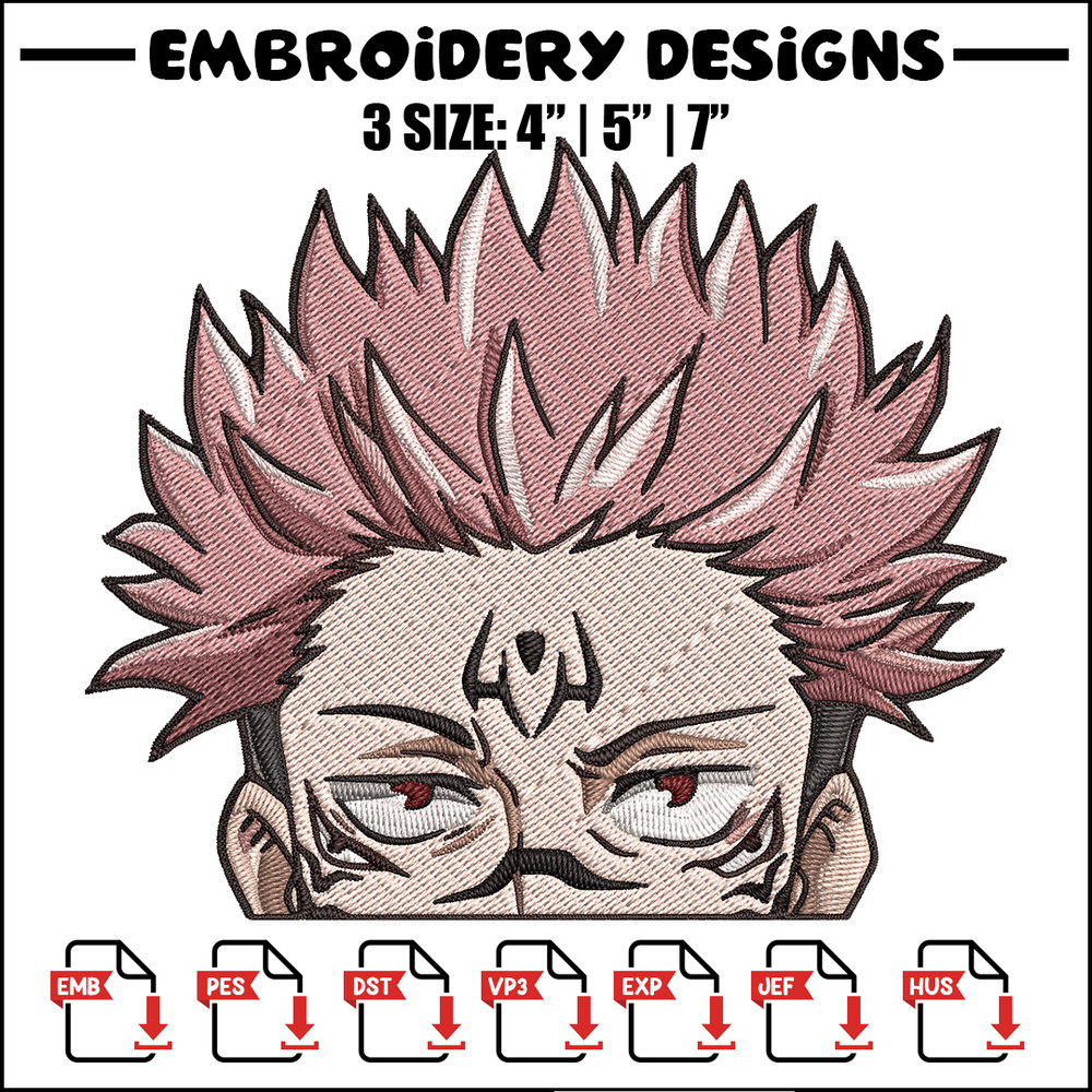 Sukuna Peeker Embroidery Design, Jujutsu Embroidery, Embroidery File, Anime Embroidery, Anime shirt, Digital download.jpg