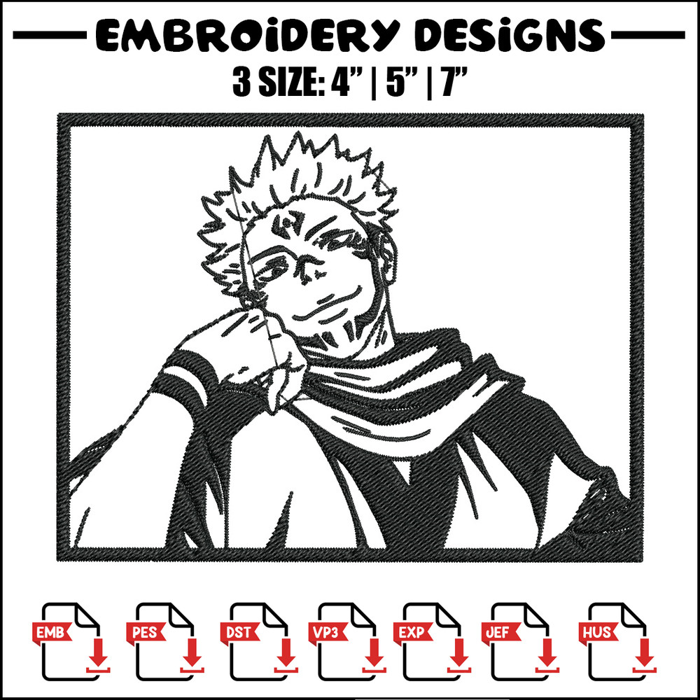 Sukuna rectangle Embroidery Design, Jujutsu Embroidery, Embroidery File, Anime Embroidery, Anime shirt, Digital download.jpg