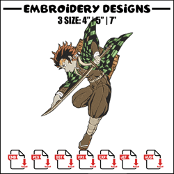 tanjiro embroidery design, demon slayer embroidery, embroidery file, anime embroidery, anime shirt, digital download.