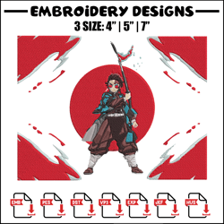 tanjiro embroidery design, demon slayer embroidery, embroidery file, anime embroidery, anime shirt, digital download