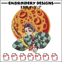 tanjiro fire embroidery design, demon slayer embroidery,embroidery file,anime embroidery, anime shirt,digital download