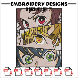 tanjiro friends poster embroidery design, demon slayer embroidery, embroidery file, anime embroidery, digital download