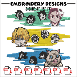 tanjiro friends sticker embroidery design, demon slayer embroidery, embroidery file,chrismas embroidery,digital download