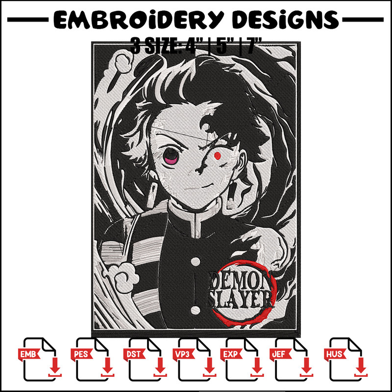 Tanjiro poster Embroidery Design, Demon slayer Embroidery, Embroidery File, Anime Embroidery,Digital download.jpg