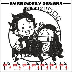 tanjiro x nezuko embroidery design, demon slayer embroidery, embroidery file, anime embroidery, digital download