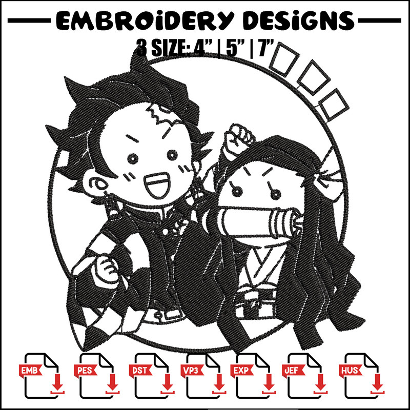 Tanjiro x nezuko Embroidery Design, Demon slayer Embroidery, Embroidery File, Anime Embroidery, Digital download.jpg