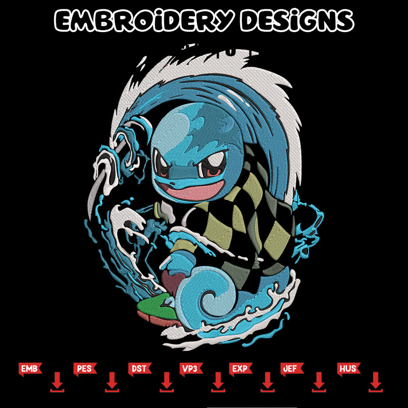 Tanjiro x Squirtle Embroidery Design, Pokemon Embroidery, Embroidery File, Anime Embroidery,Anime shirt,Digital download.jpg
